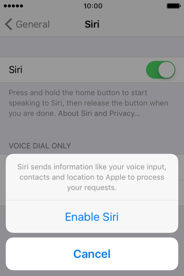 Press Enable Siri.