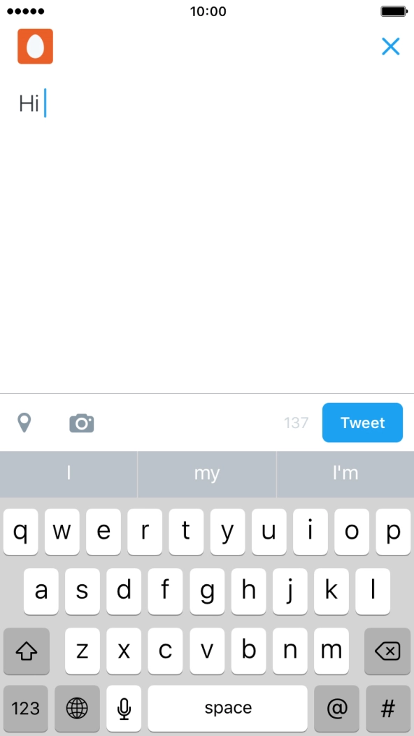 Write the required text and press Tweet. Write the required text and press Tweet.