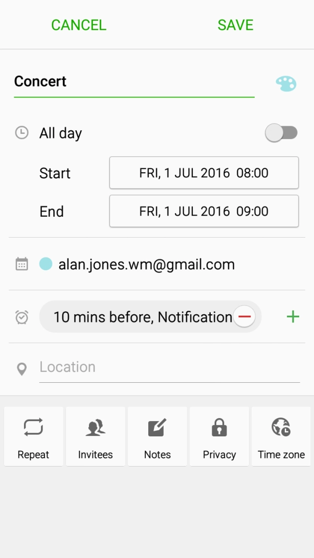 Press the field next to 