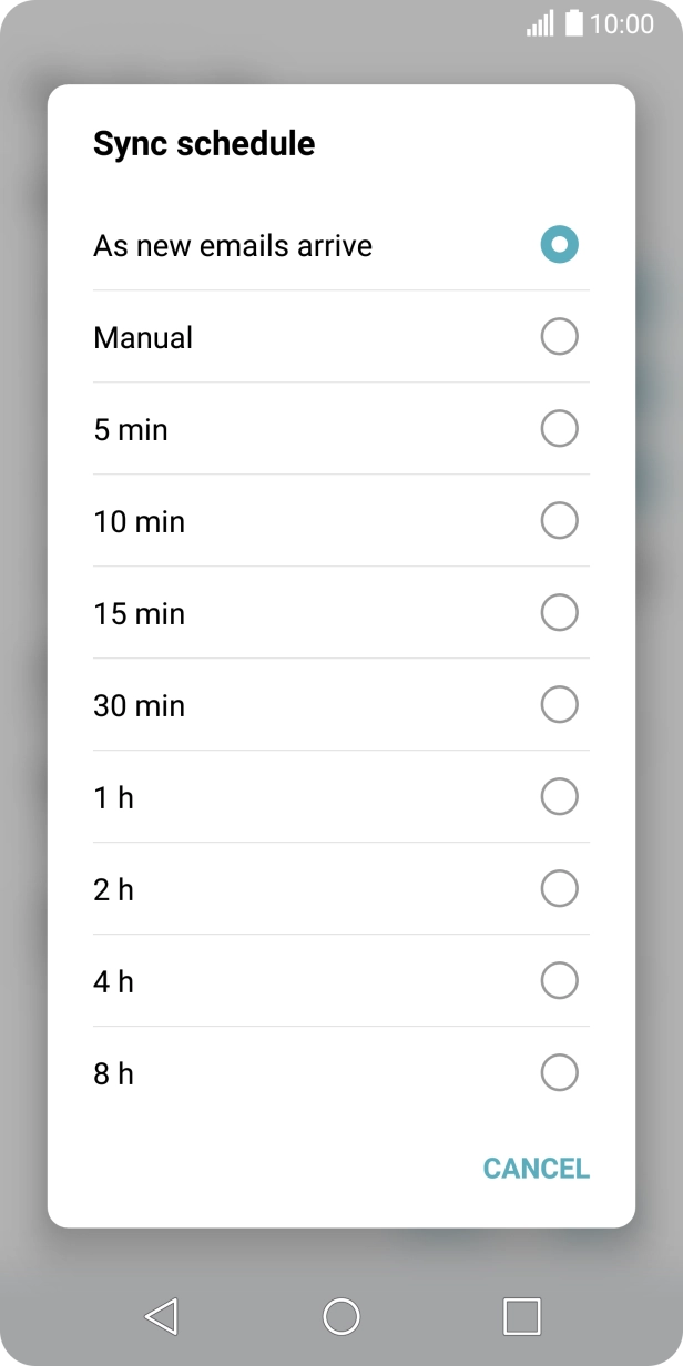 Press the required setting. Press the required setting.