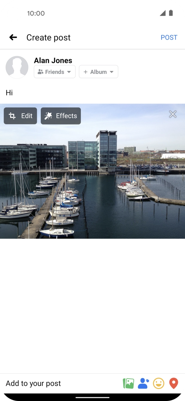 Write the required text and press POST.