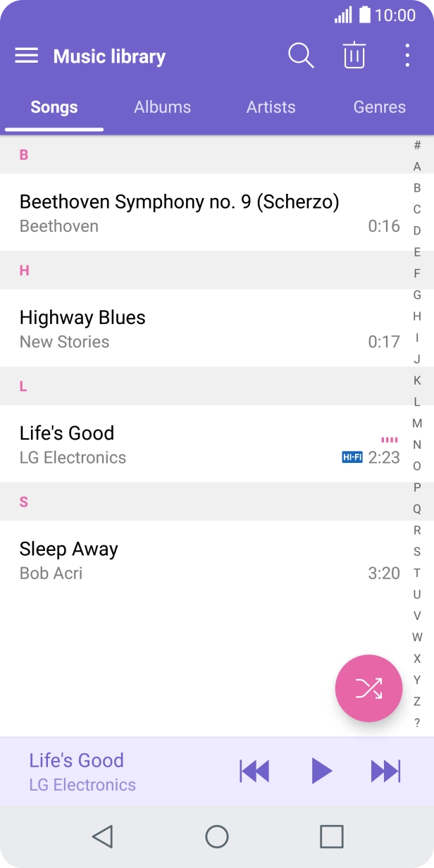 Slide your finger right starting from the left side of the screen.