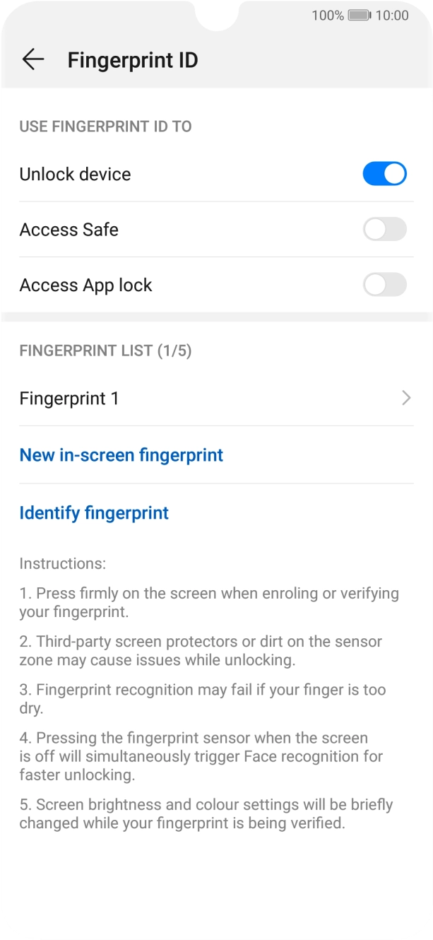 Press the indicators next to the required settings to turn them on or off.
