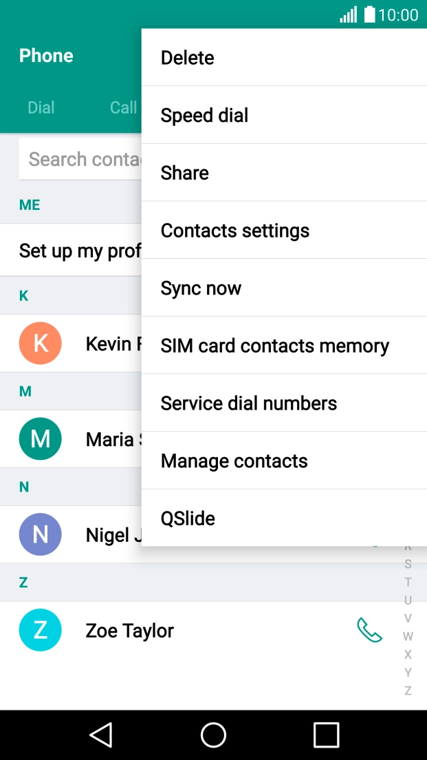 Press Manage contacts.