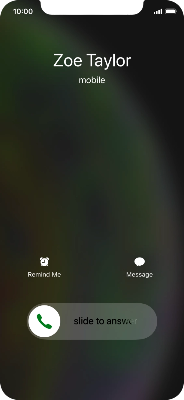 If the screen lock is turned on, press and drag the accept call icon right.