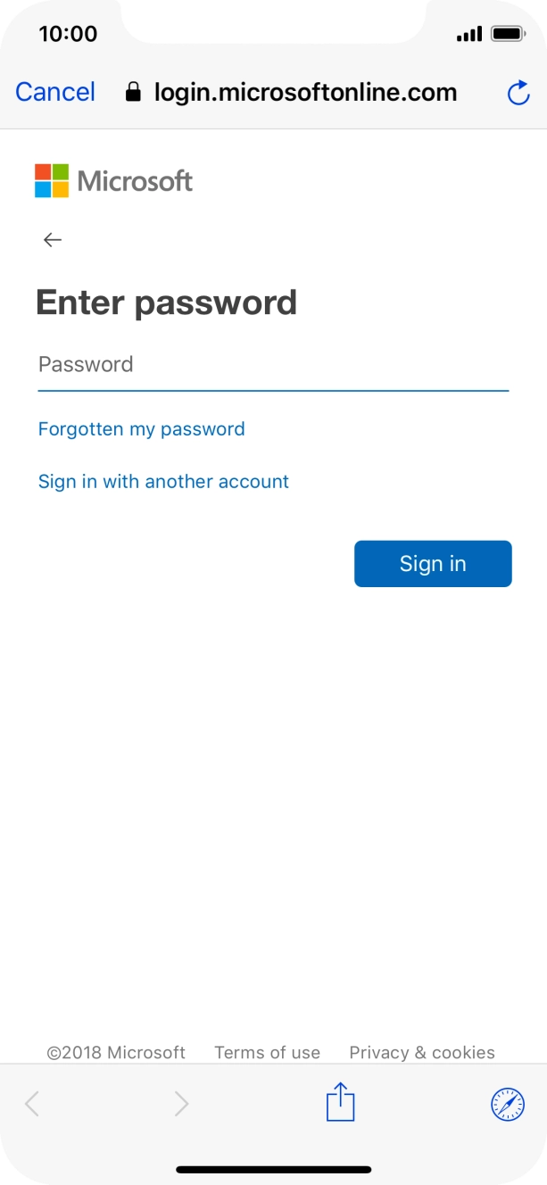 Press Password and key in the password for your email account.