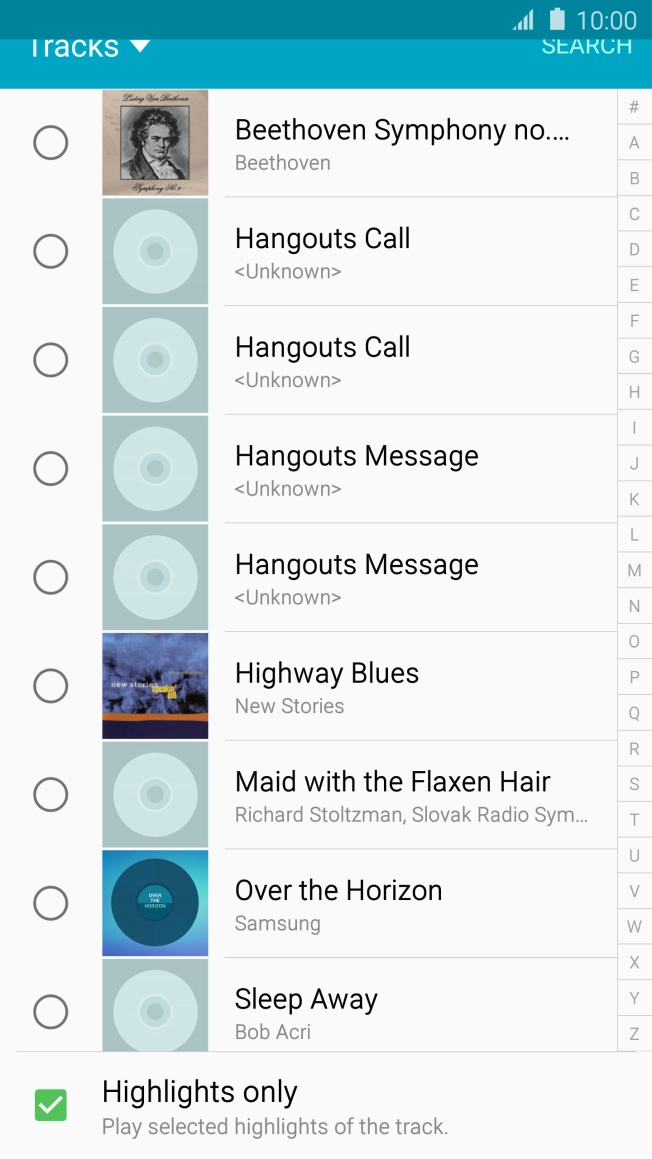 Press the different ring tones to hear them.