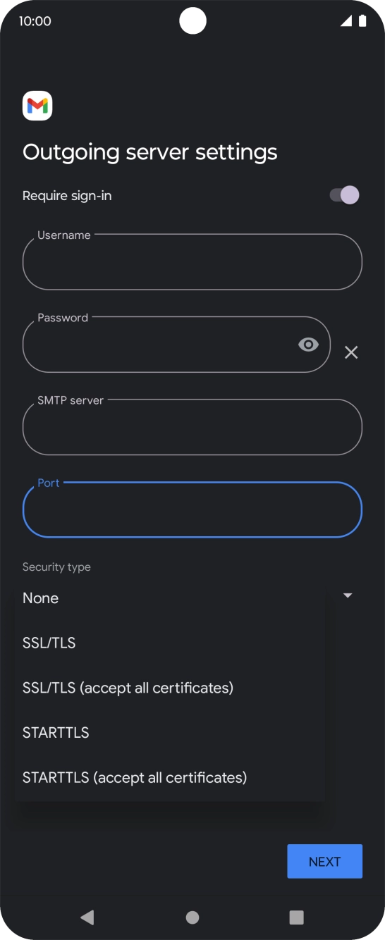 Press SSL/TLS. Press SSL/TLS.