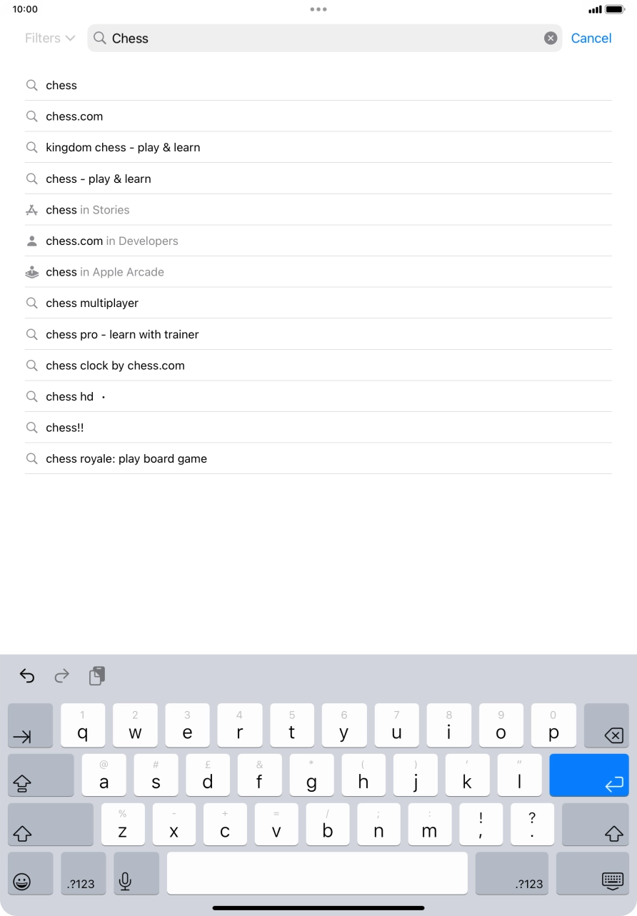 Key in the name or subject of the required app and press enter.