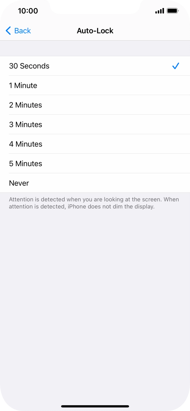 Press the required setting.