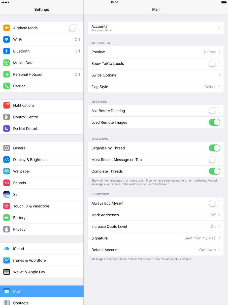 Press Default Account.