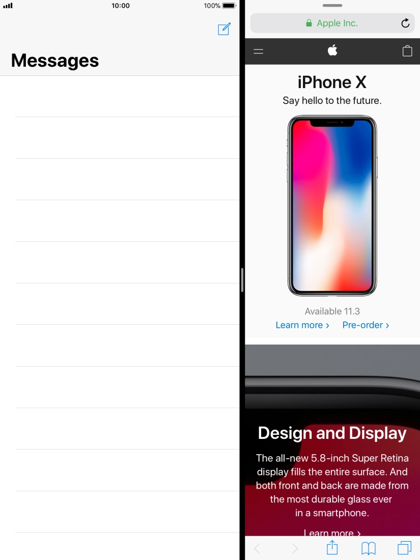 The applications are now displayed on a split screen. The applications are now displayed on a split screen.