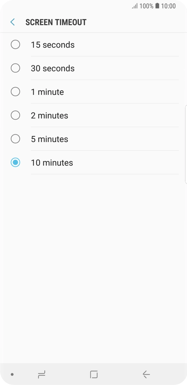 Press the required setting.