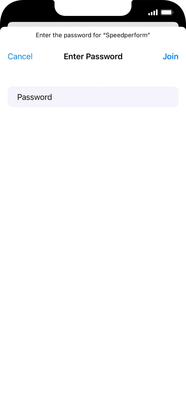 Key in the password for the Wi-Fi network and press Join.