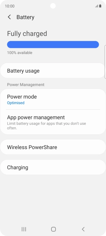 Press Power mode. Press Power mode.