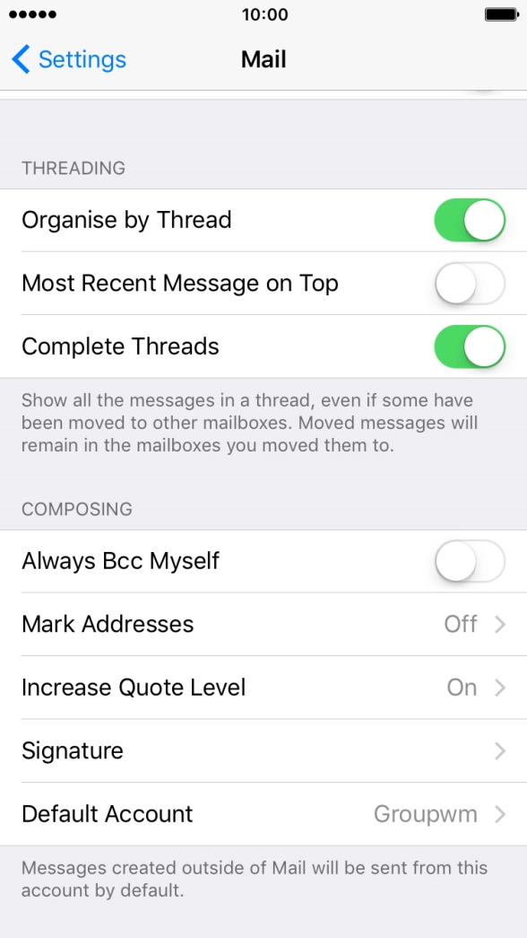 Press Default Account.