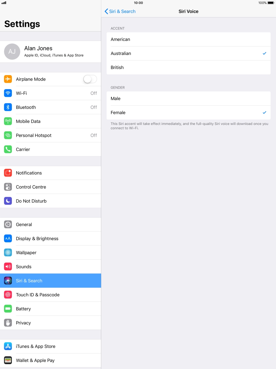 Press the required accent.