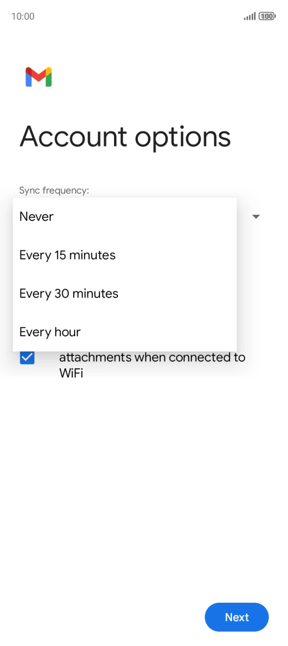 Press the required setting.