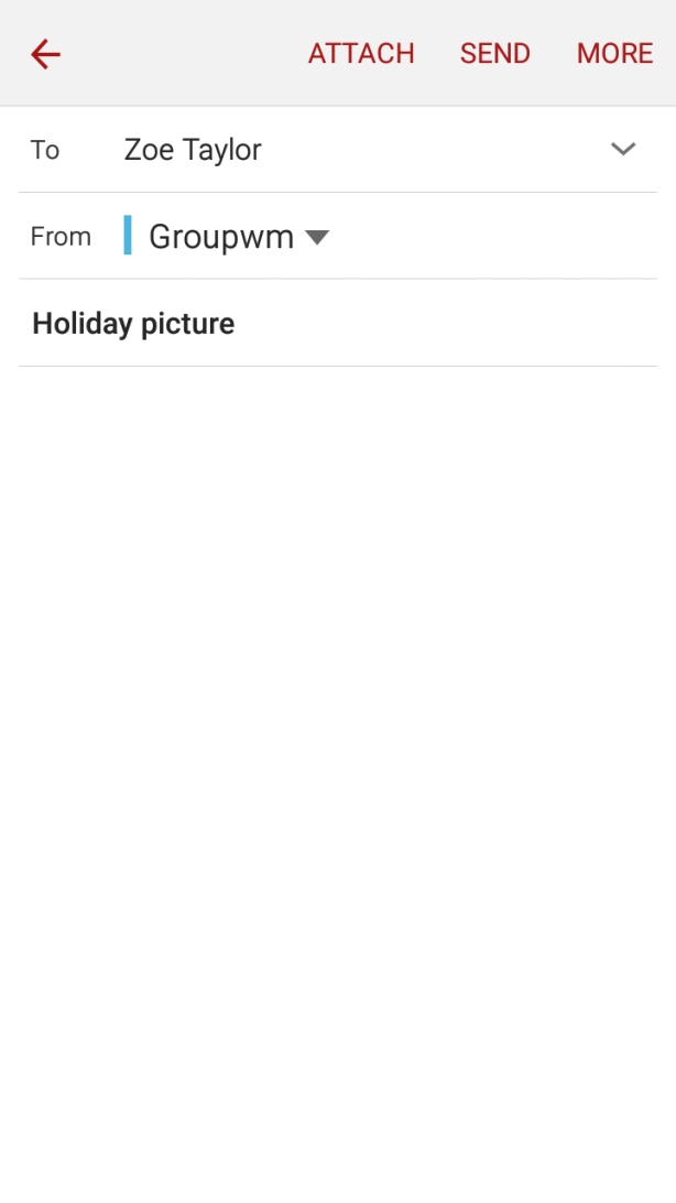 Press the text input field and write the text for your email.