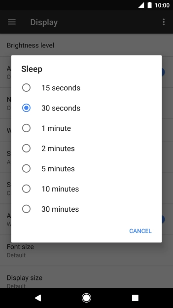 Press the required setting. Press the required setting.