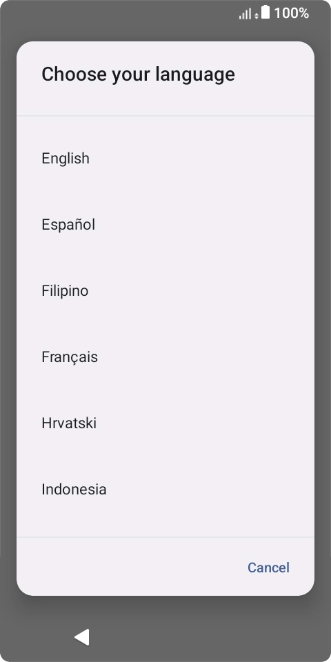 Press the required language.