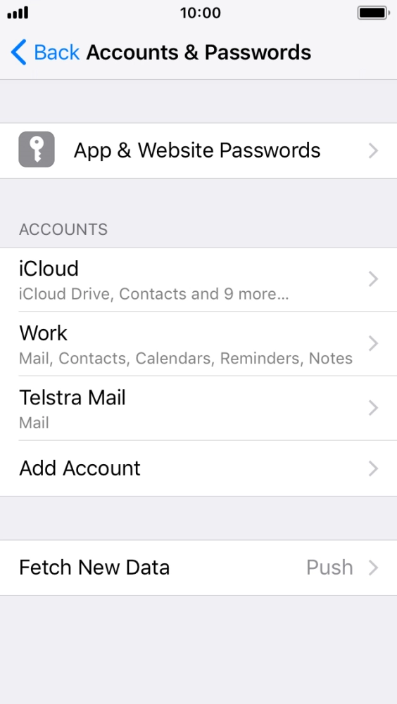 Press the name of the email account you've just set up. Press the name of the email account you've just set up.