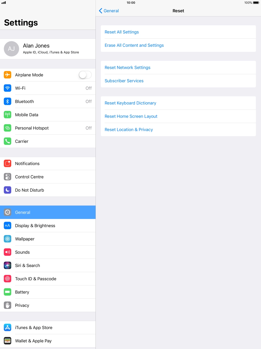 Press Reset All Settings. Press Reset All Settings.