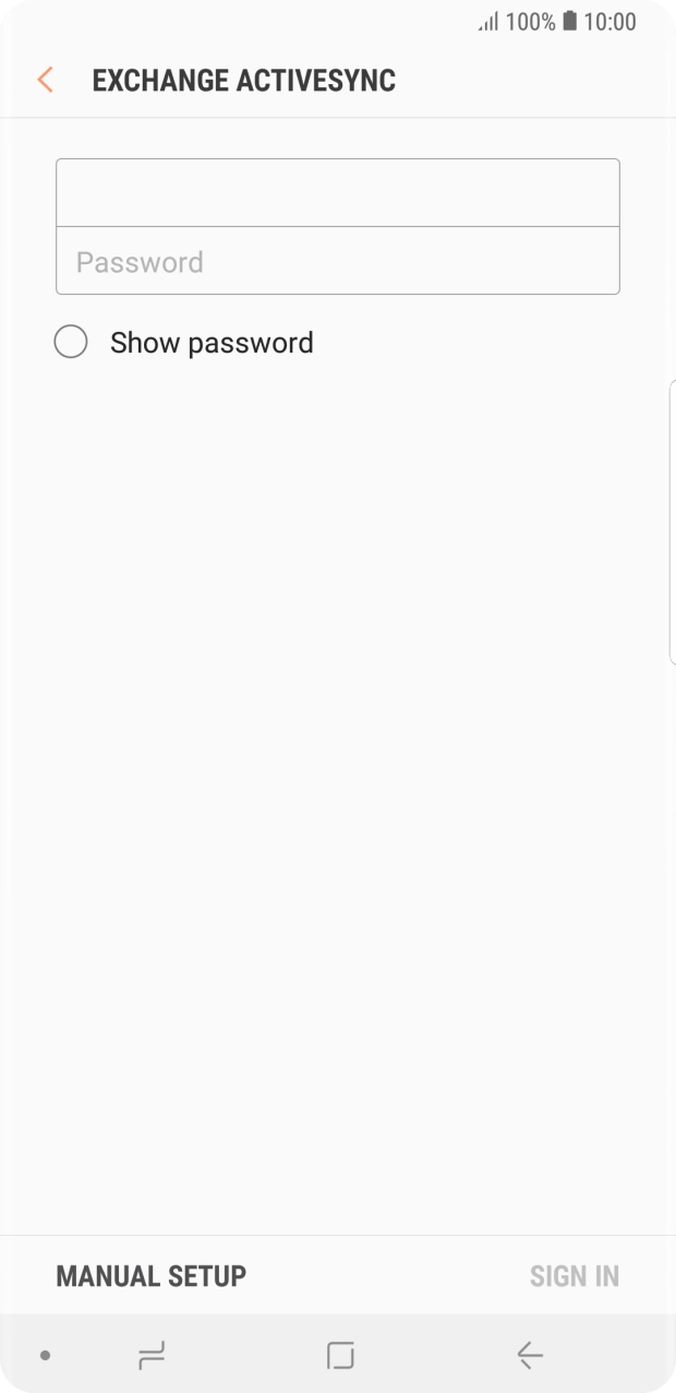 Press Password and key in the password for your email account.