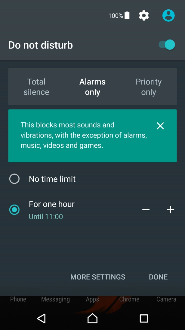 Press DONE to turn on silent mode.