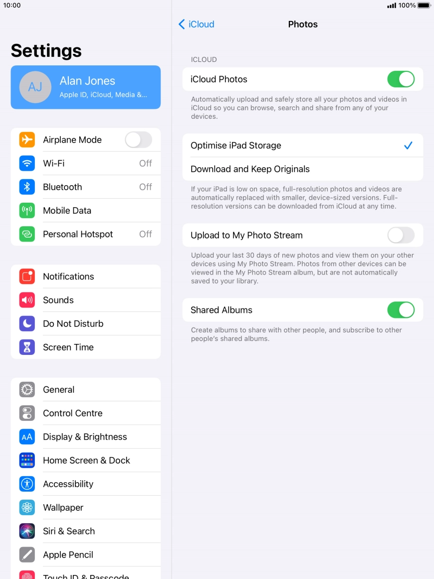 Press the indicator next to 