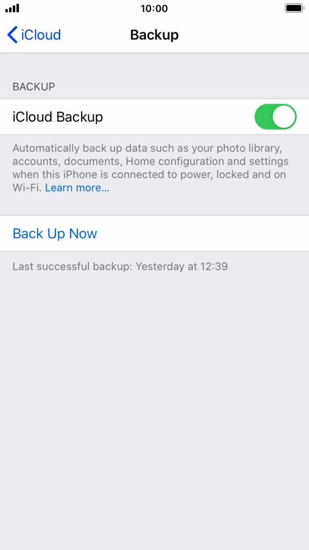 Press Back Up Now and wait while the phone memory is backed up.