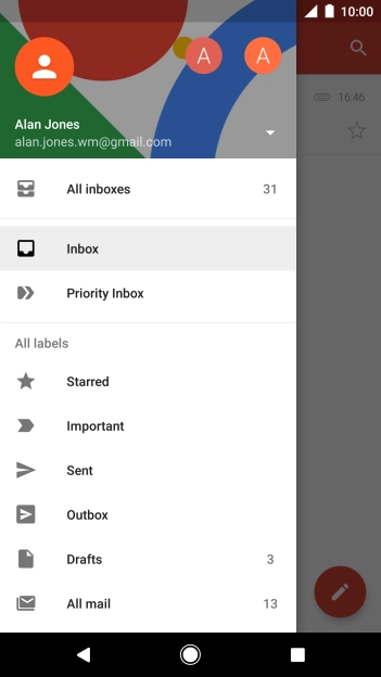 Press the drop down list next to the email address. Press the drop down list next to the email address.