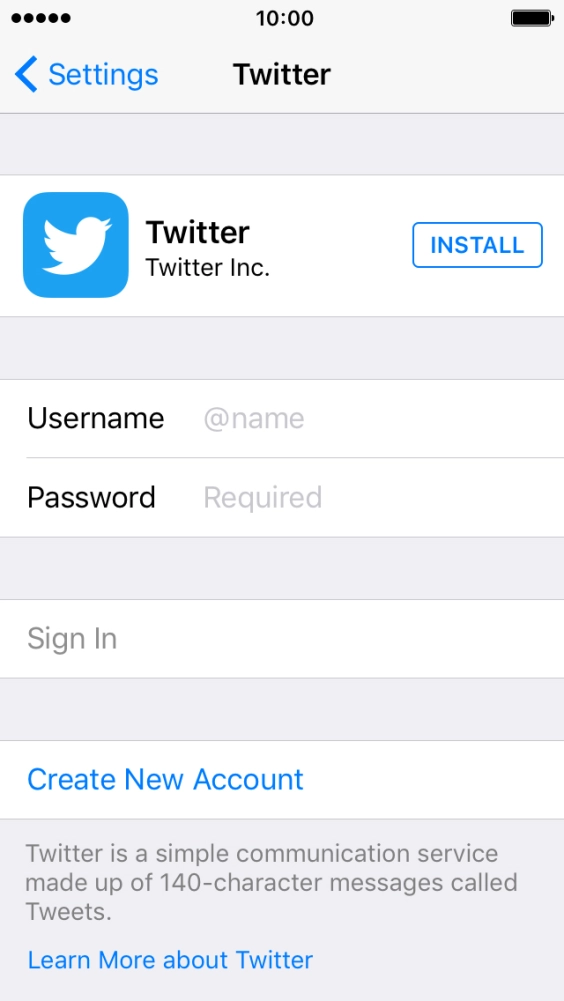Press INSTALL and wait while Twitter is installed. Press INSTALL and wait while Twitter is installed.