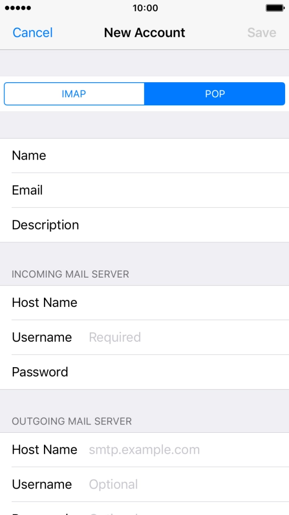 Press Username and key in the username for your email account. Press Username and key in the username for your email account.