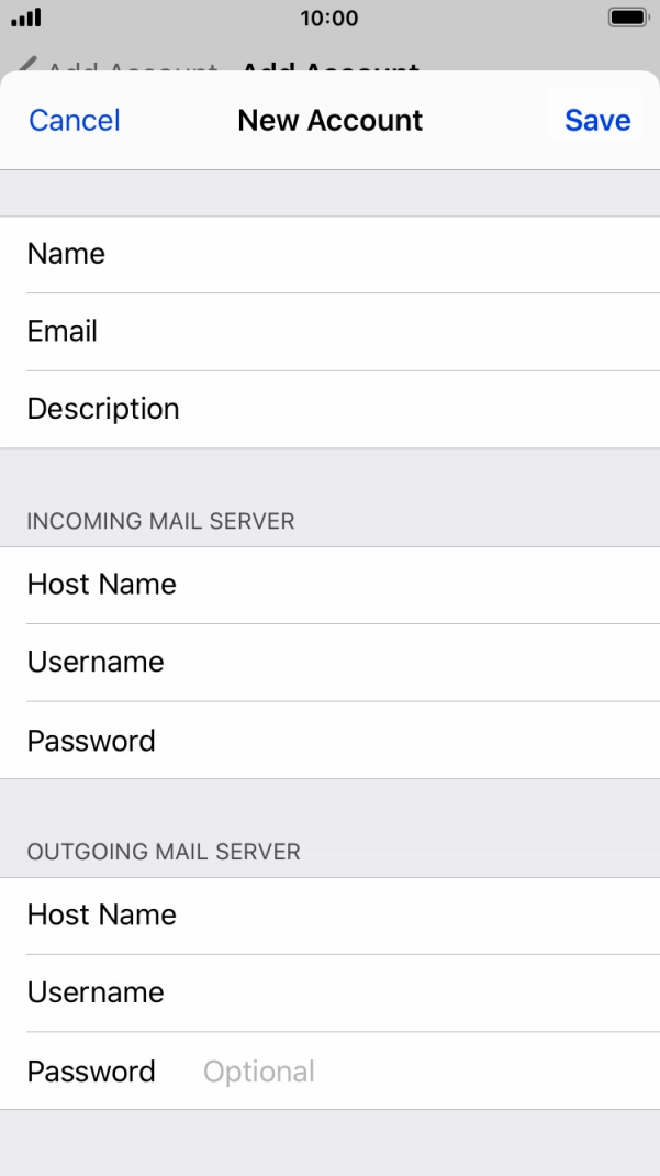 Press Password and key in the password for your email account.