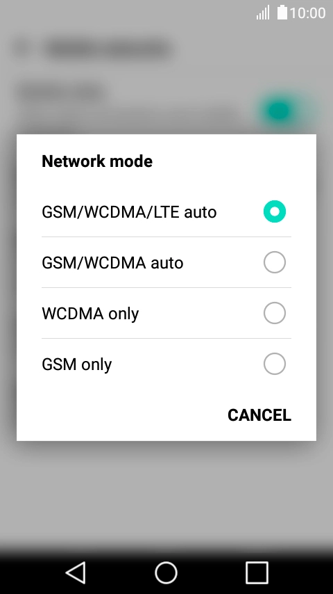 Press the required network mode.