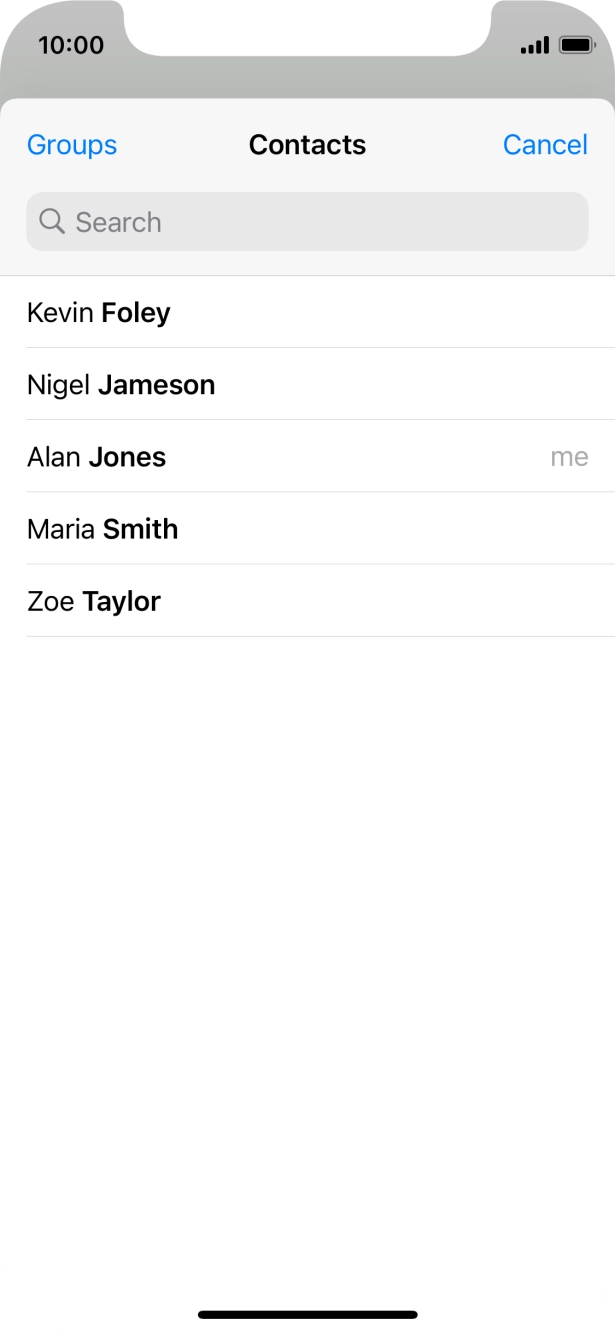 Press the required contact.