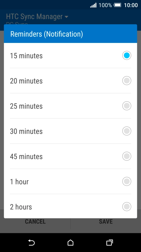 Press the required setting.