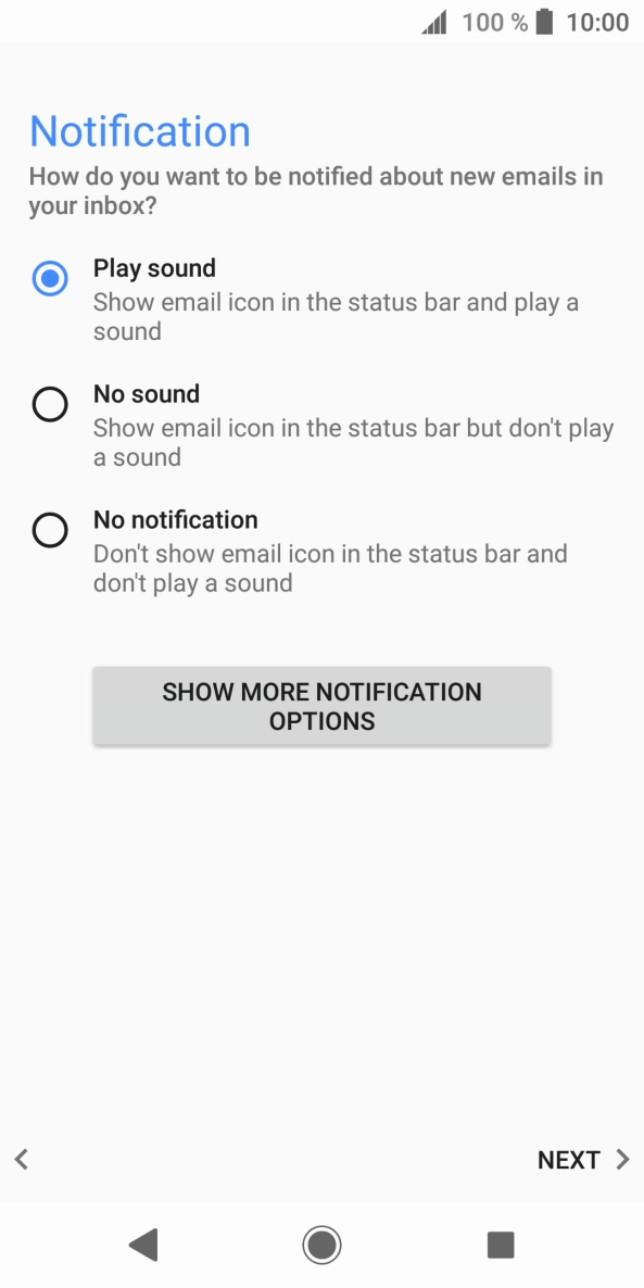 Press the required setting.