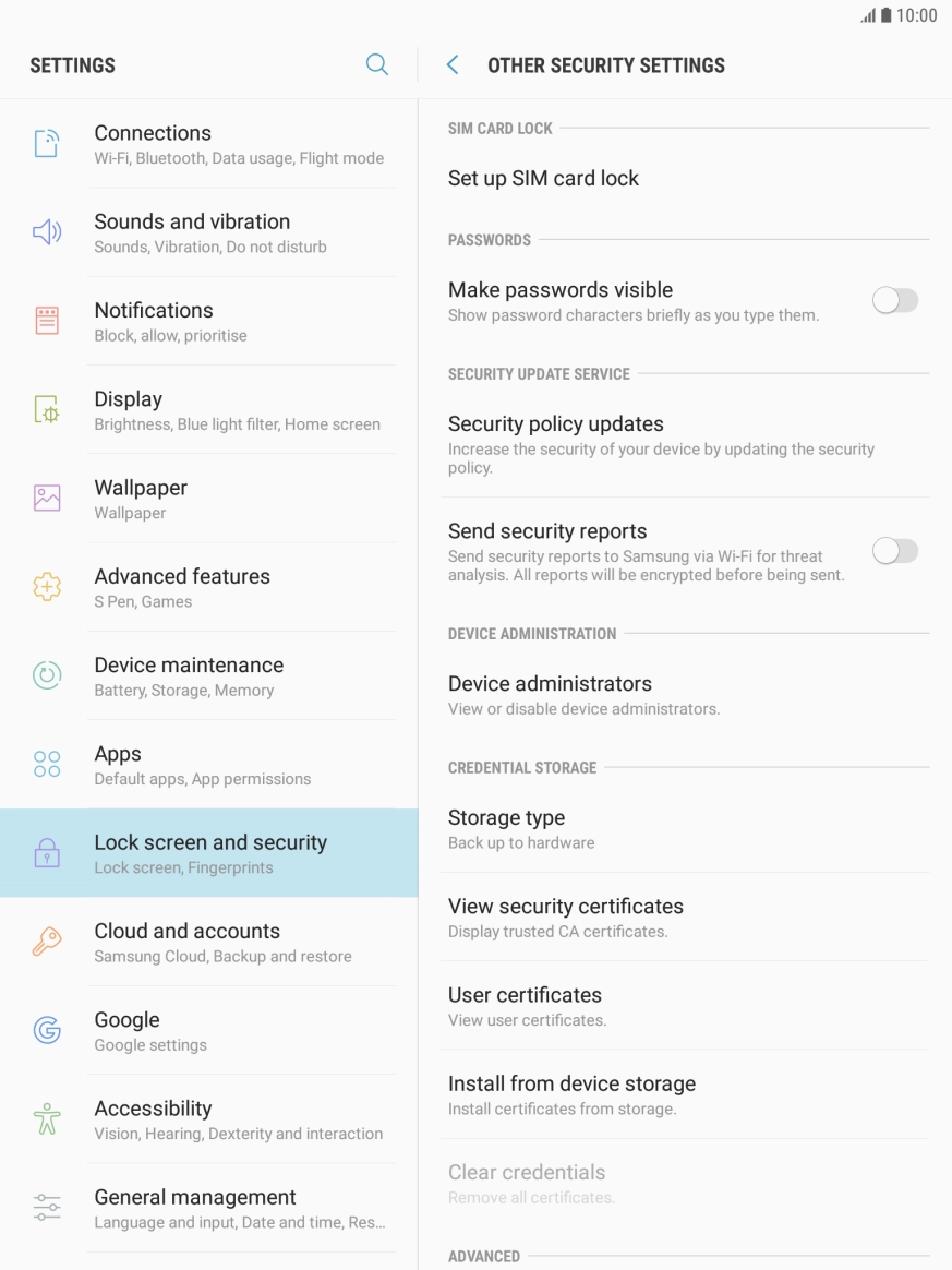 Press Set up SIM card lock.