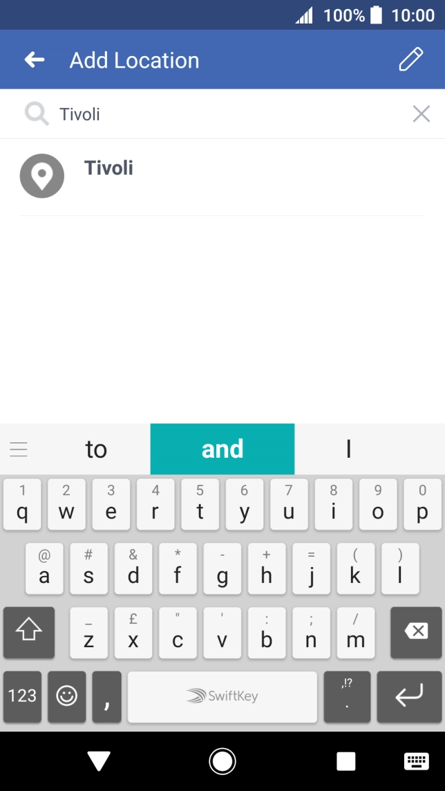 Press the required location.
