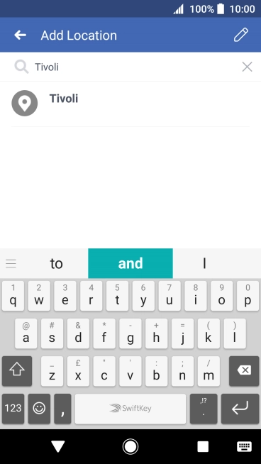 Press the required location.
