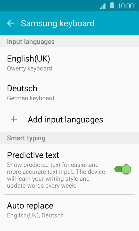 Press Predictive text to turn on the function.