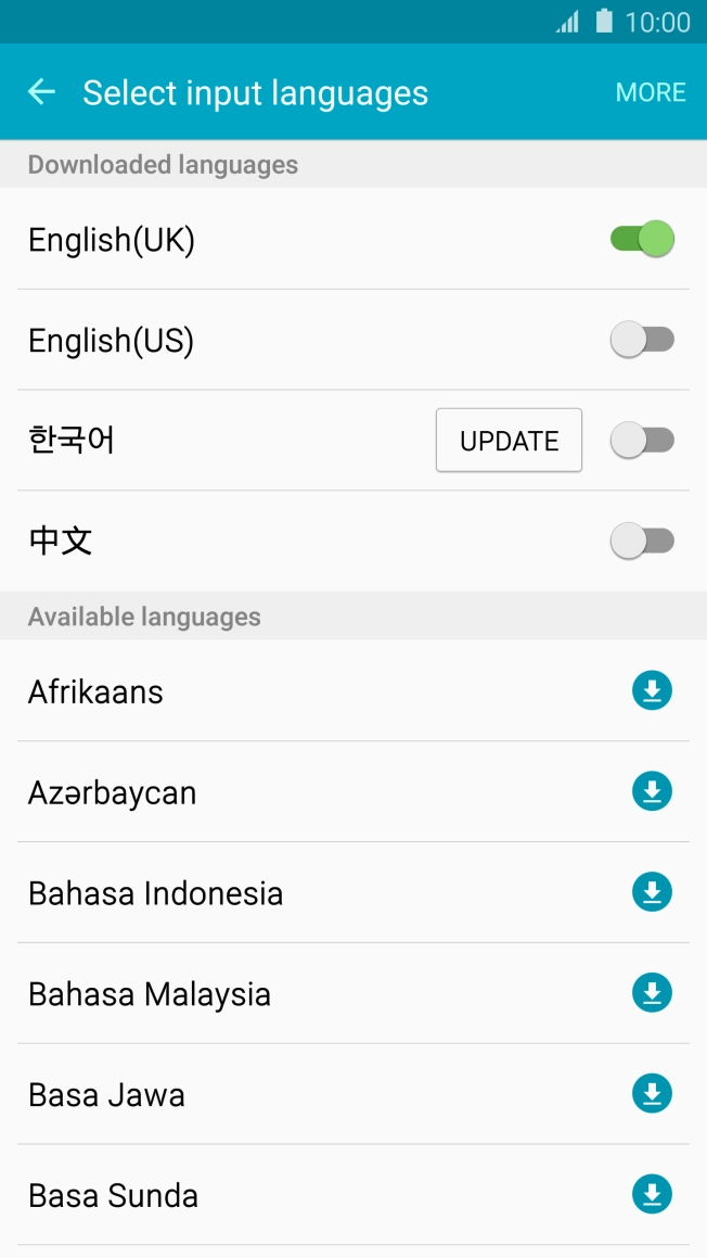Press the required language to add it.