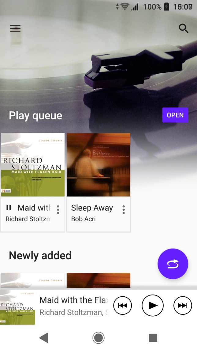 Slide your finger right starting from the left side of the screen.