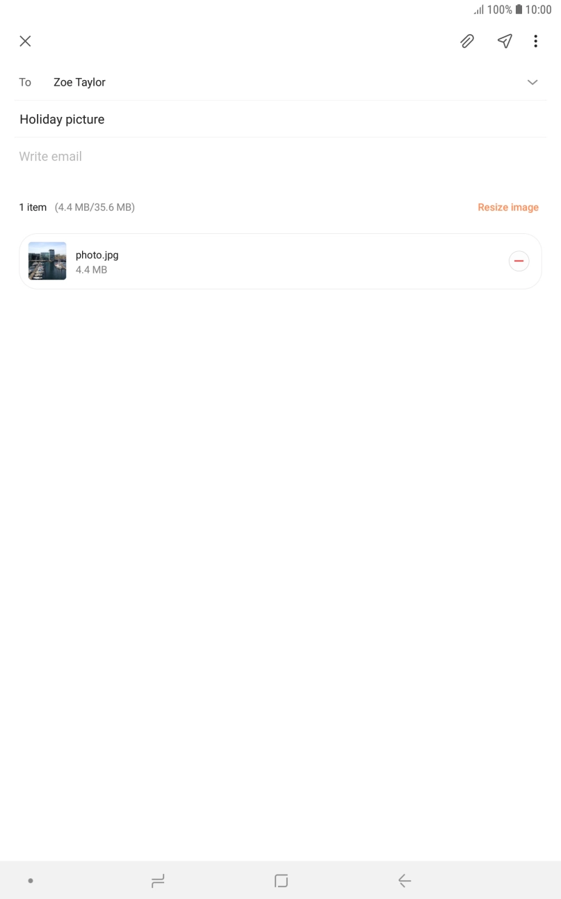 Press the text input field and write the text for your email.