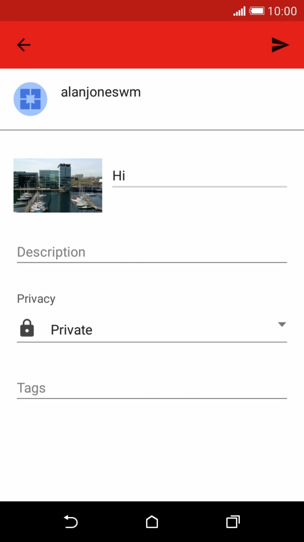 Key in the required text and press the upload icon.