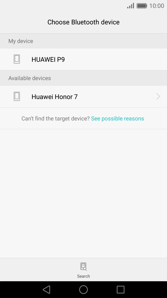 Press the required Bluetooth device and wait while the file is transferred.