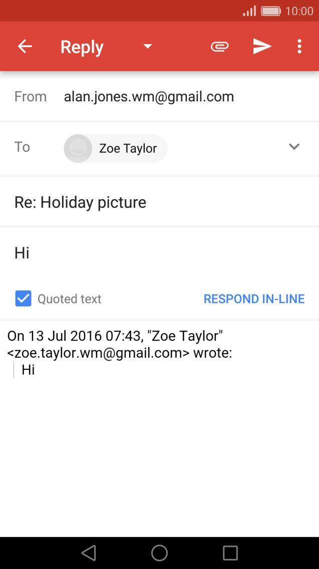 Write the required text and press the send icon.
