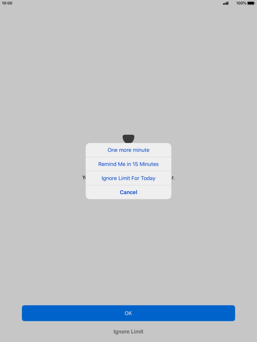 Press the required setting.
